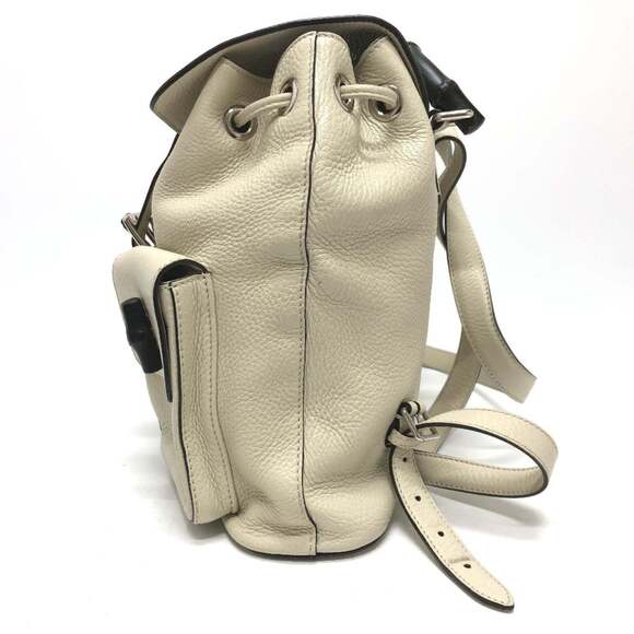 GUCCI Authentic White Leather Bamboo Backpack